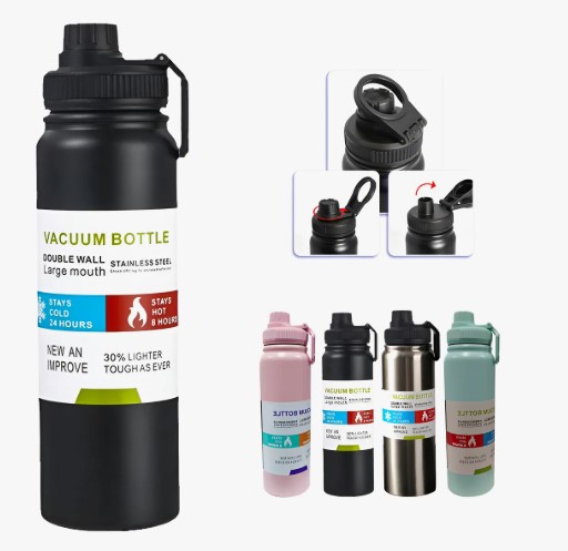 800ml garrafa Térmica Água Squeeze Inox Academia quente E Frio